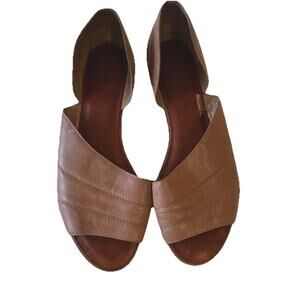 1.STATE Brown Leather Slip-On Flats Open Toe Women's Size 9.5 / EU 41